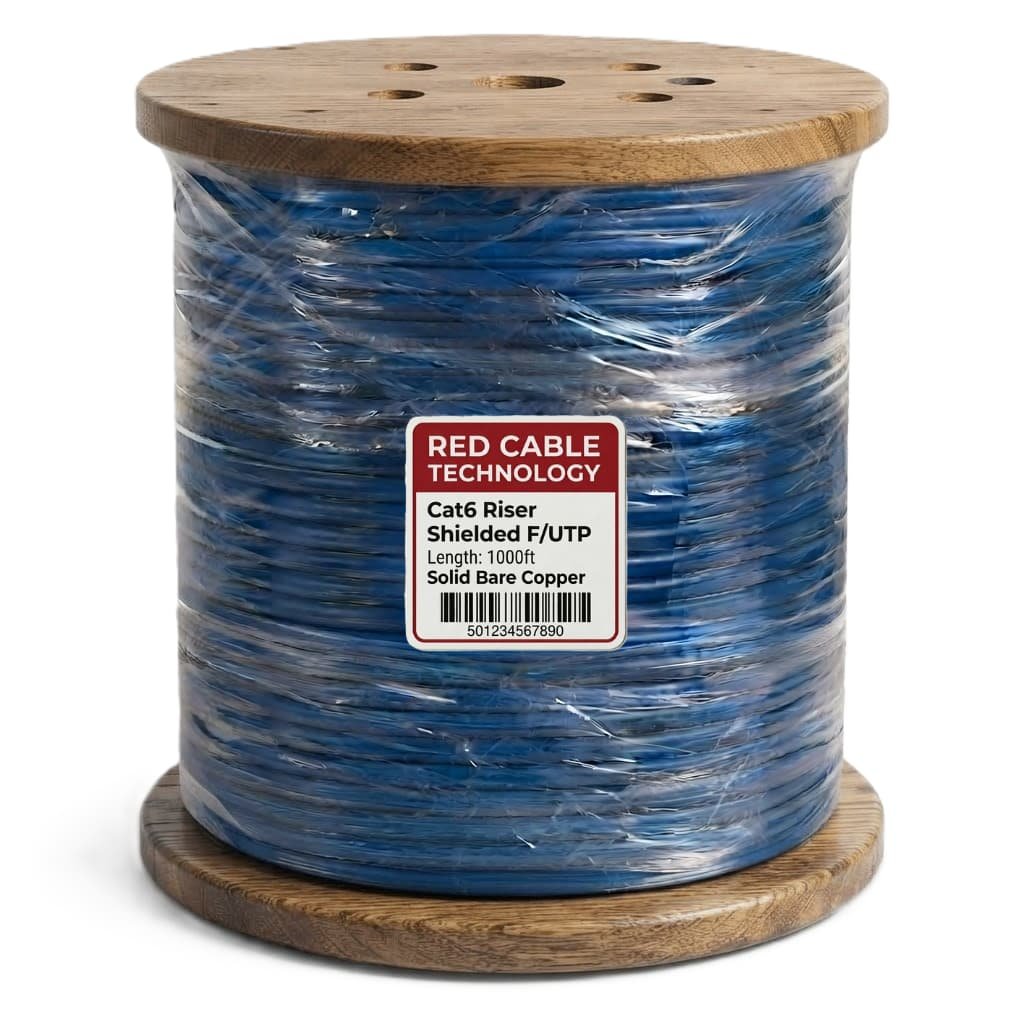 Cat6 CMR Riser FUTP Solid Bare Copper Cable - 550MHz Blue