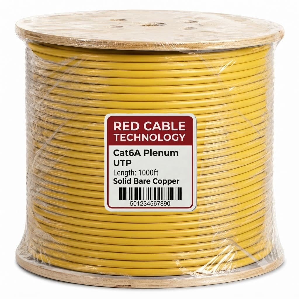 Cat6a CMP Plenum UTP Solid Pure Copper Cable - 750MHz Yellow