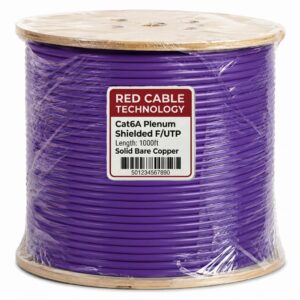 Cat6A Plenum Shielded FUTP Solid Pure Copper Cable – 750MHz Purple