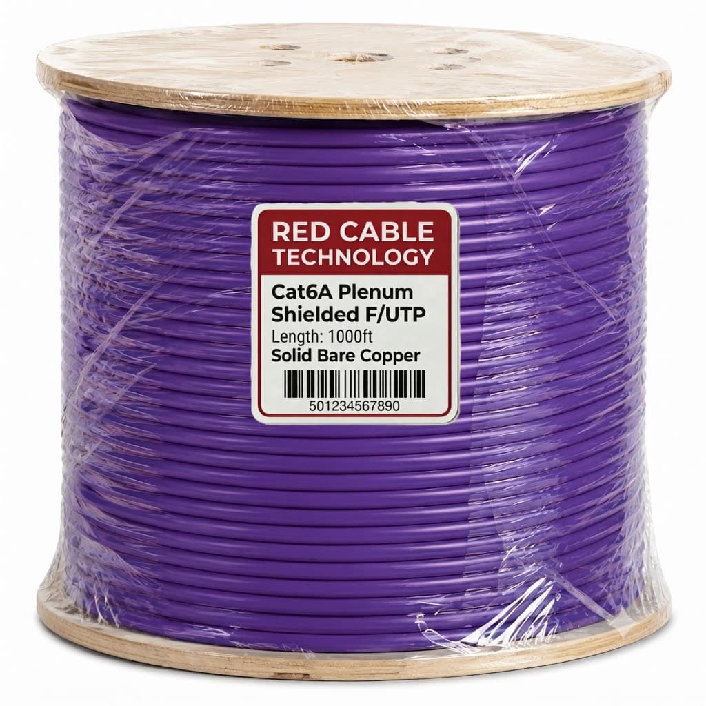 Cat6A Plenum Shielded FUTP Solid Pure Copper Cable – 750MHz Purple