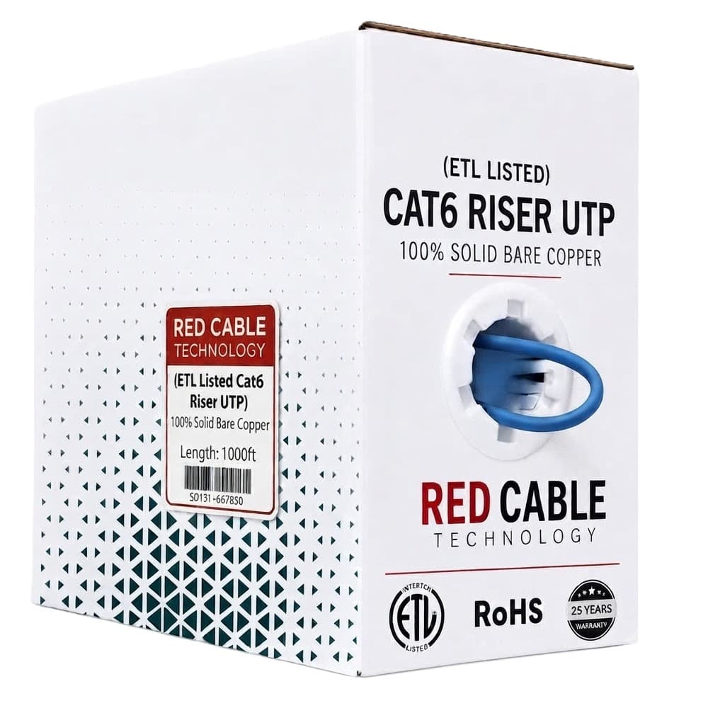 ETL Listed Cat6 Riser UTP Solid Bare Copper - 550 MHz Blue