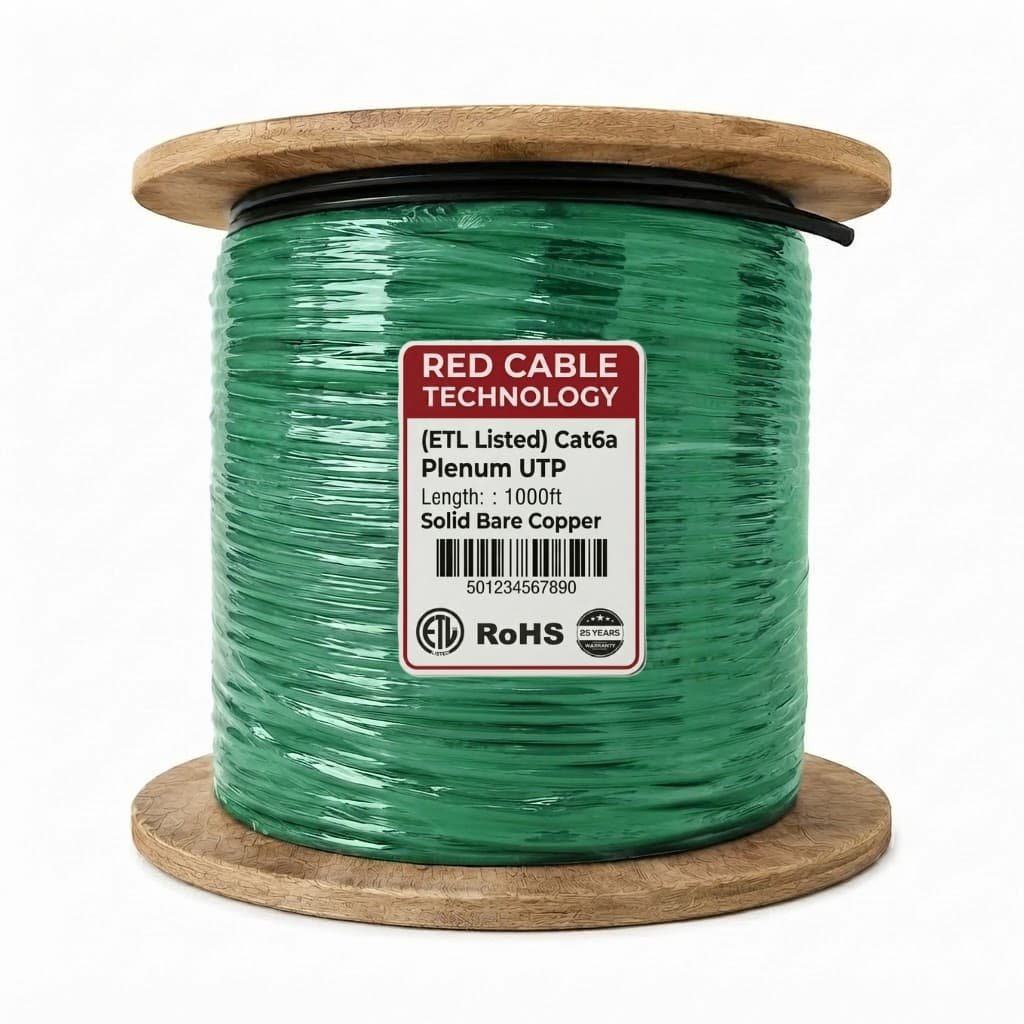 ETL Listed Cat6a Plenum UTP Solid Bare Copper - 750 MHz Black