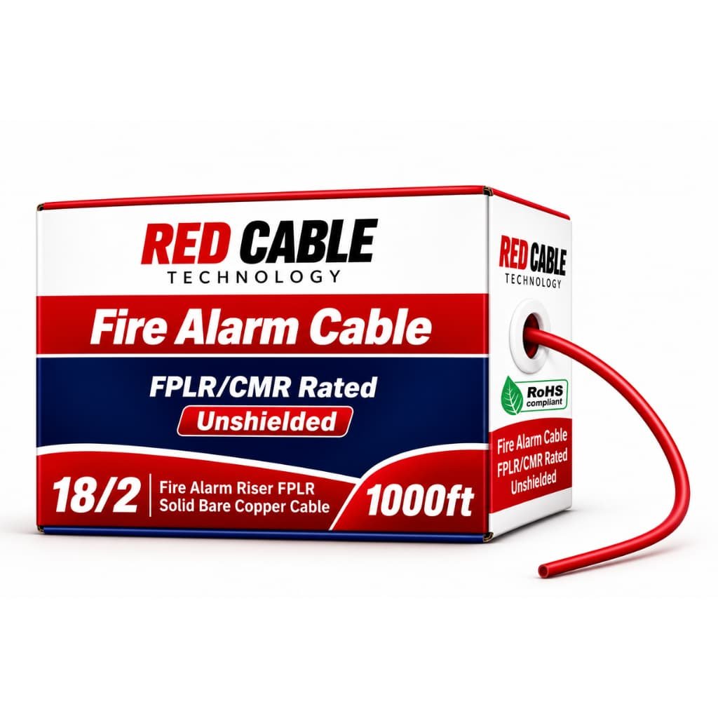 182 FPLR Fire Alarm Riser Cable Solid Bare Copper 1000ft Red Color