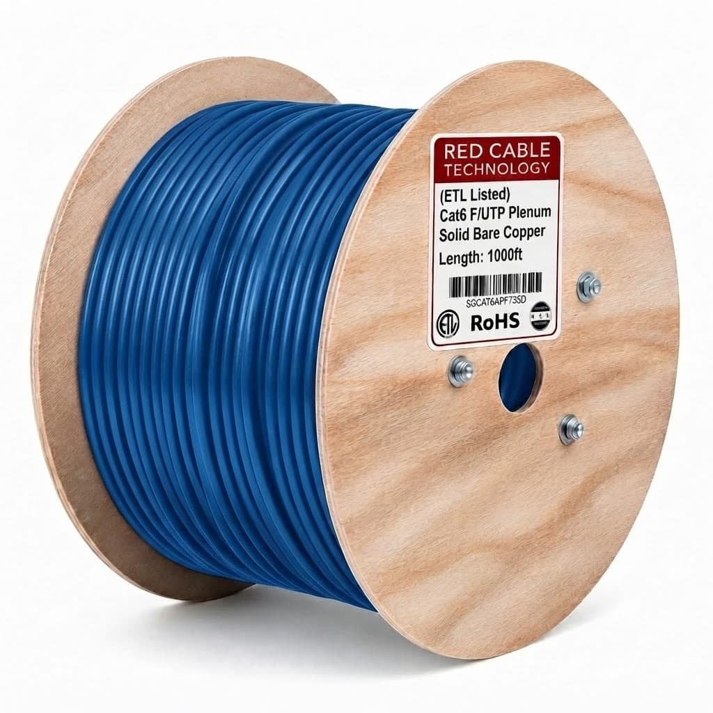 ETL Listed Cat6 FUTP Plenum Solid Bare Copper - 550MHz Blue