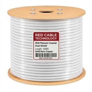 RG6 Plenum Dual Shield Coaxial Cable Solid Bare Copper – 1000 ft White