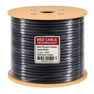 RG6 Plenum Quad Shield Coaxial Cable Solid Bare Copper – 1000 ft Black