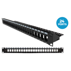 Blank Patch Panel STP, with Cable Manager, 24 Port, 1U Black