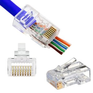Cat6 Pass Through Rj45 Crimp Connectors Pack 100 Pcs | Unshielded