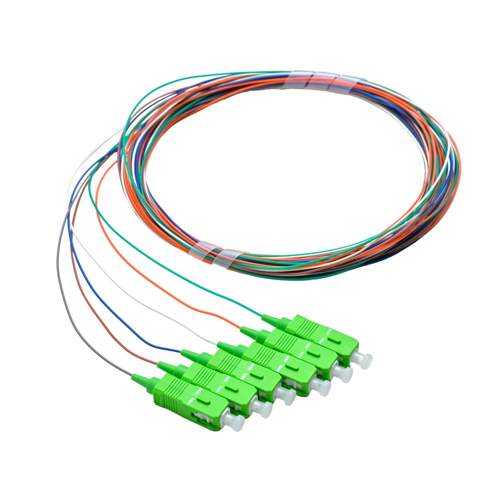 Pigtail SC/APC 06 colors SM G657A1 0.9mm OFNR 3M, semitight
