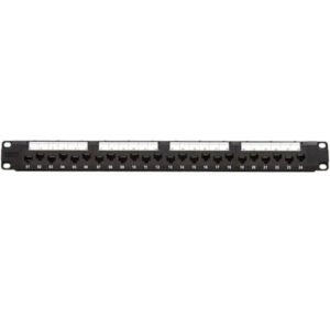 CAT6A 24-Port Patch Panel, 1U Rack Mount, Wire Management Support Bar | Unshielded