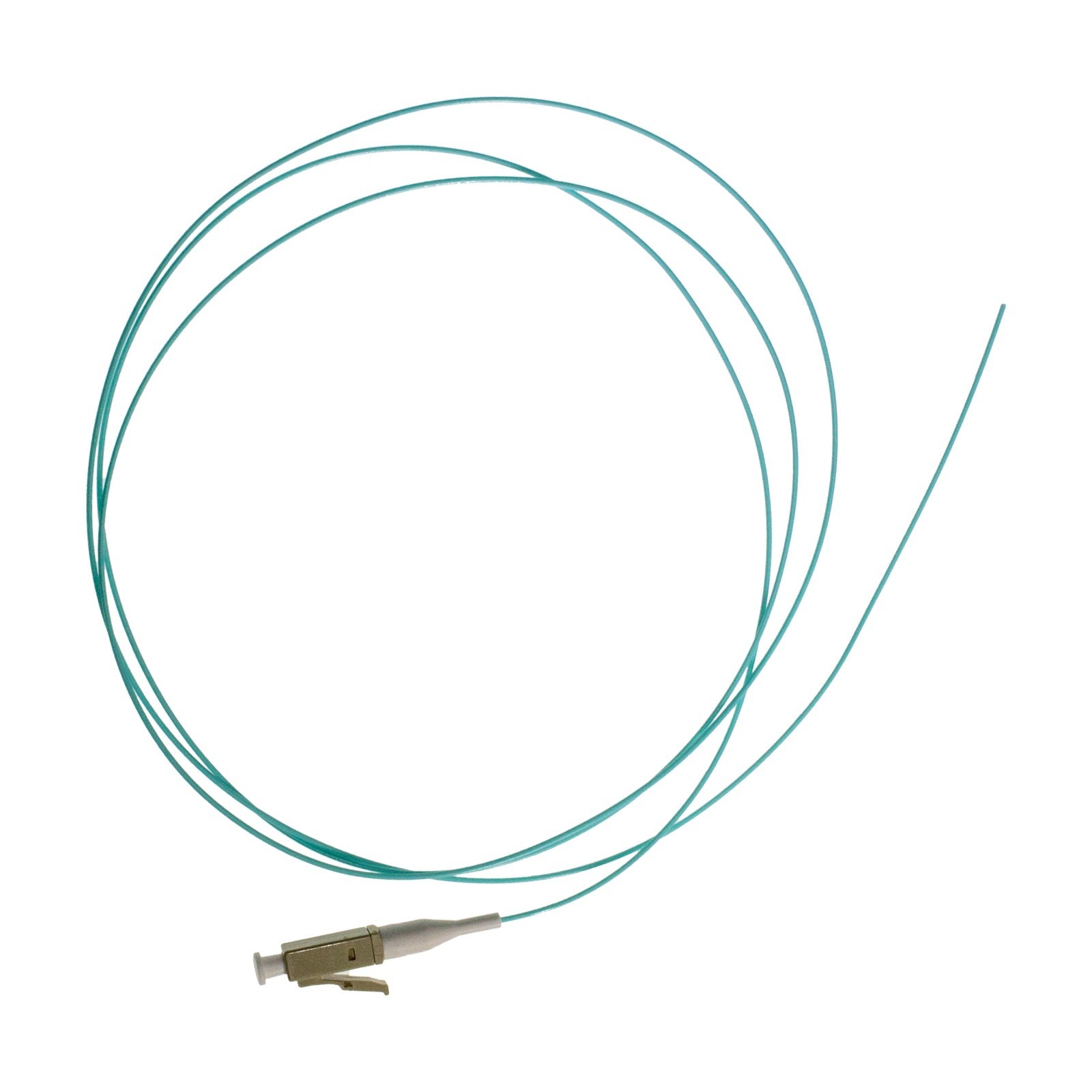 Pigtail LC/UPC OM4 SX 0.9mm OFNR Aqua, tight buffer